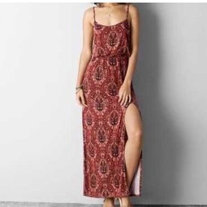 American Eagle - Maroon Maxi Dress with Slit